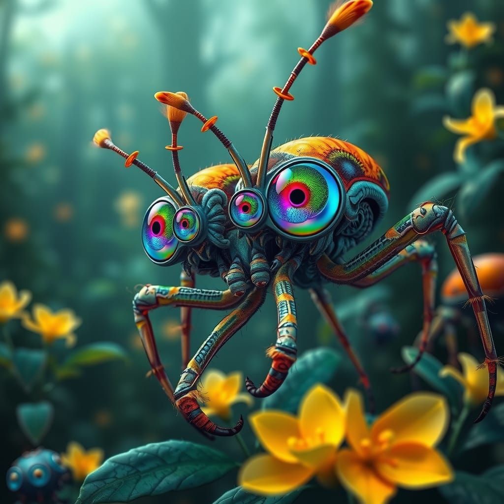 Alien Creatures in Lush Exoplanet Habitat