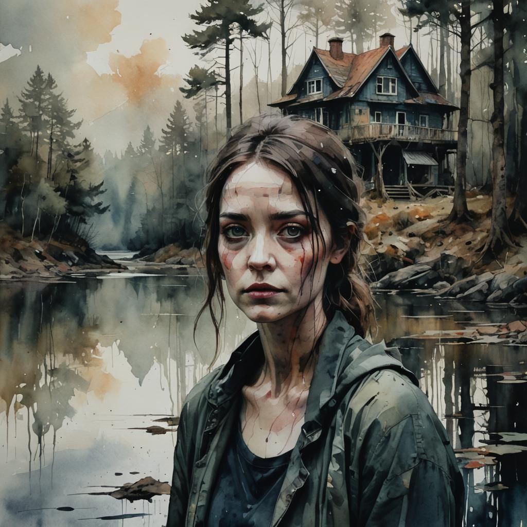 Dark & Moody Watercolor Art : Emotional portrait