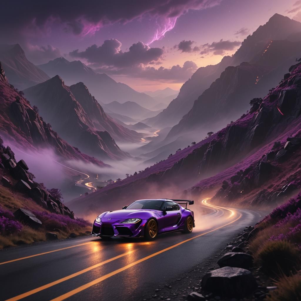 Toyota Supra MK4 VTurbo on a Misty Mountain Pass