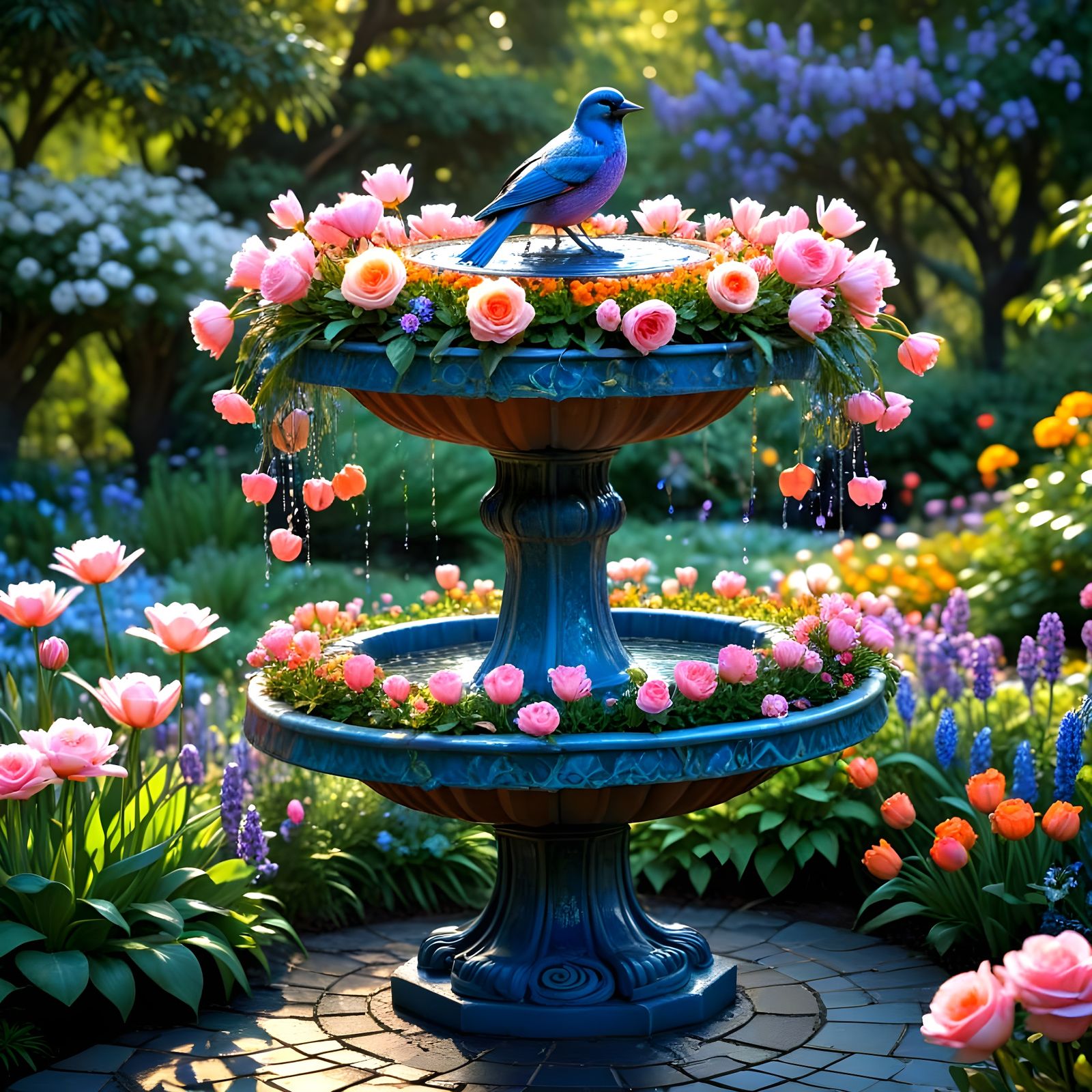 Vibrant Garden Oasis in Two Tiers