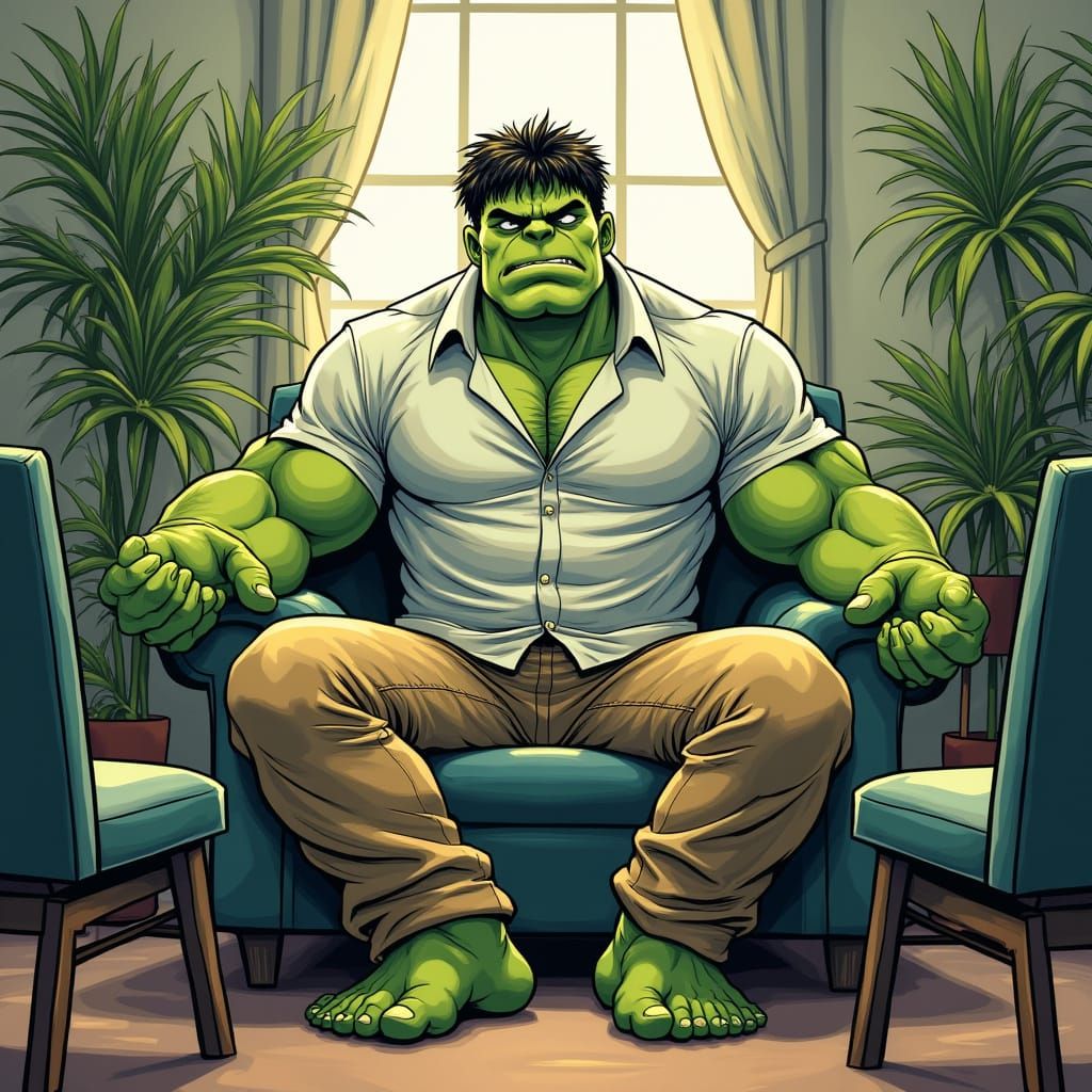 Hulk in Unlikely Therapy Session