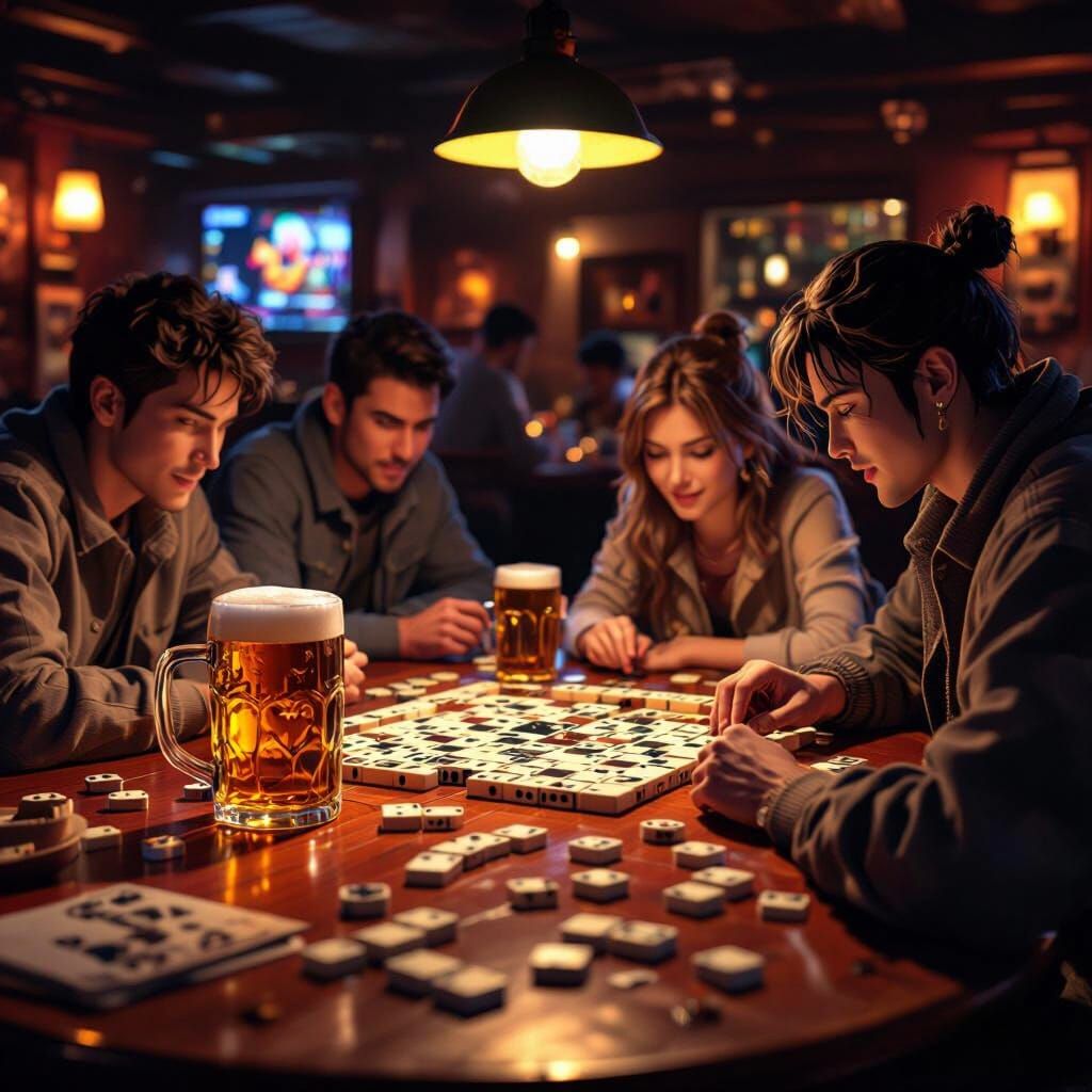 Domino Game at Alices Happy Rock in 3D Anime Style