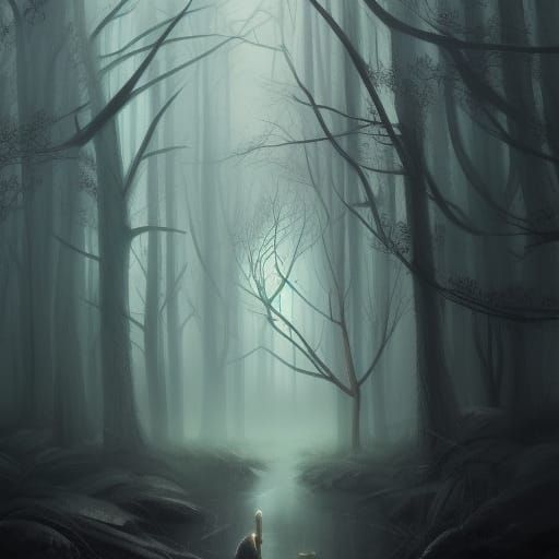 Gothic Forest Masterpiece in Triadic Hues