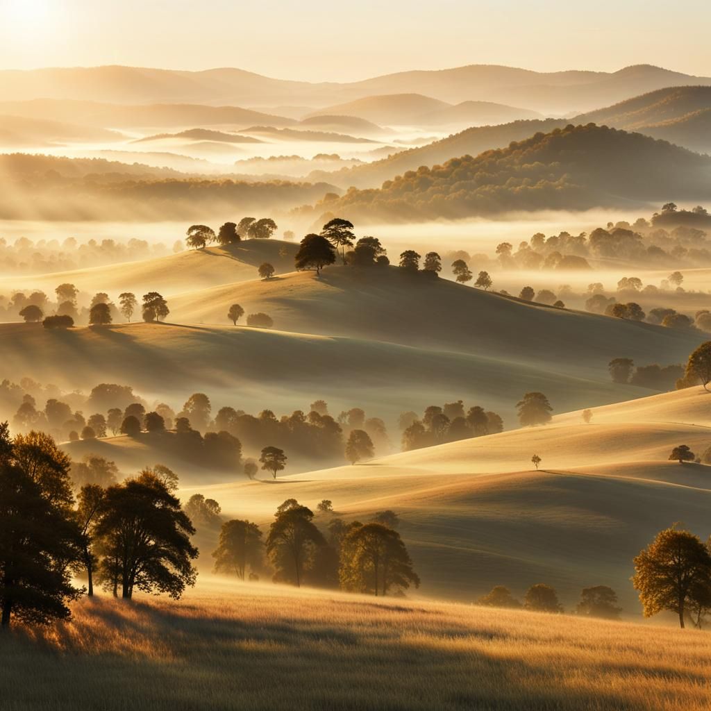 Serene Landscape at Golden Hour: Oil Painting-Inspired Film....