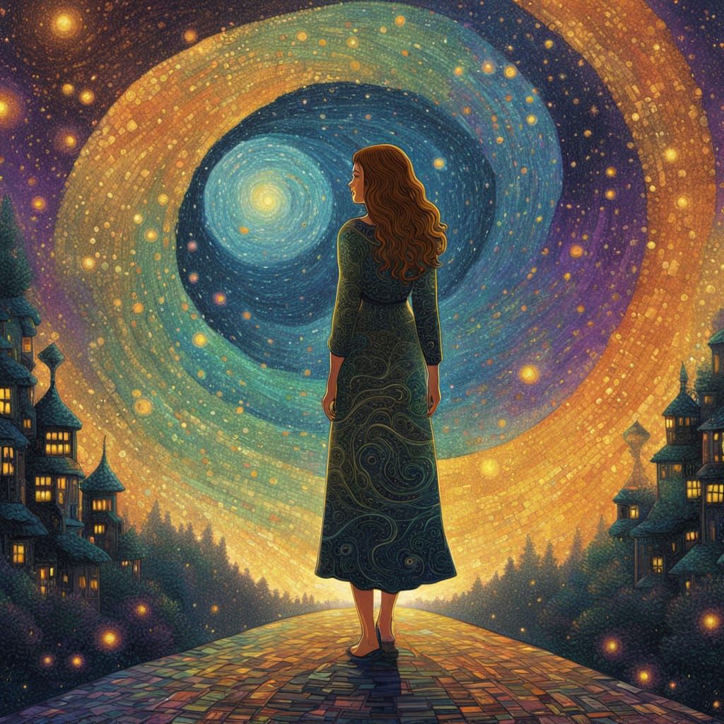 Ethereal Woman Amidst Cosmic Collision