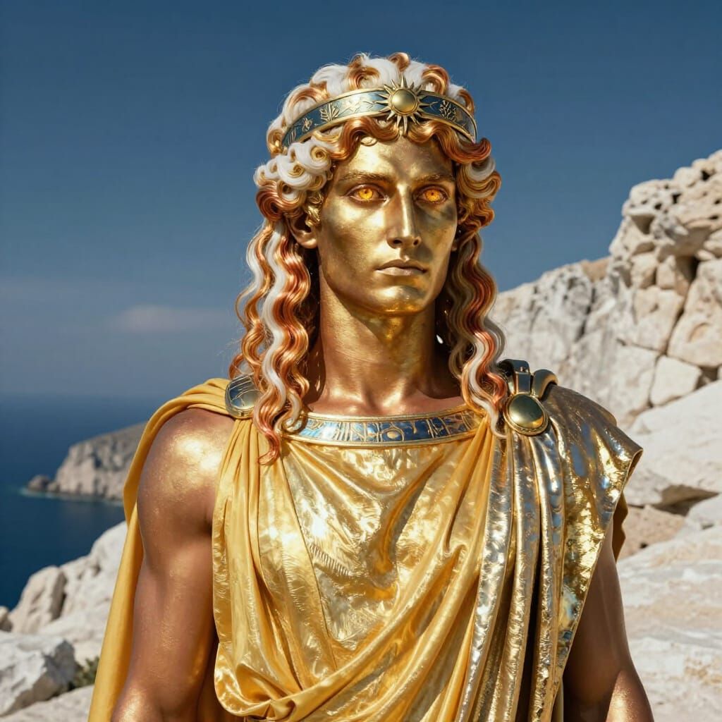 Photorealistic Portrait of Divine Olympian-Solar Man