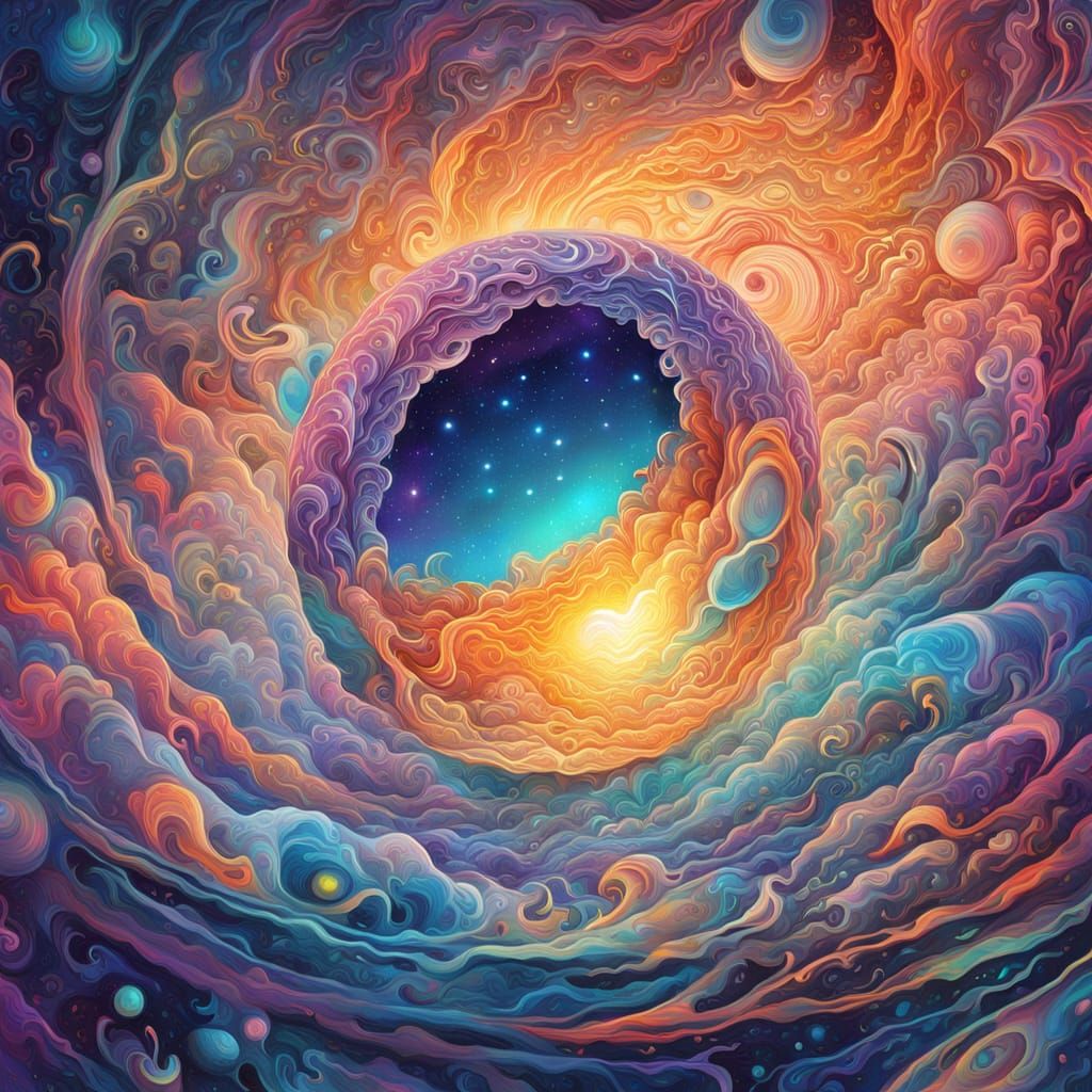 Cosmic Crying Over Cracked Egg in Astral Colors