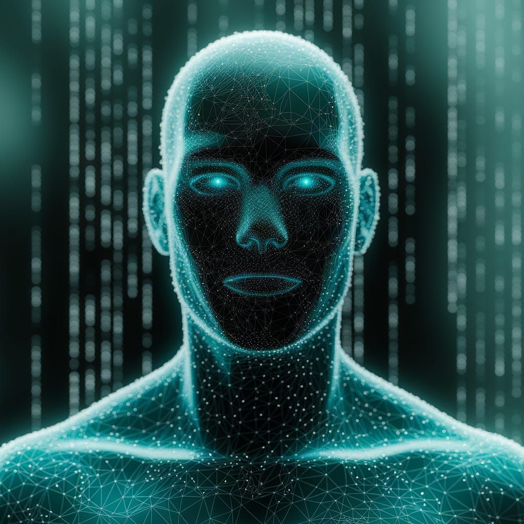 Neon Metahuman Code Unfolds in Hyperdetailed Bokeh