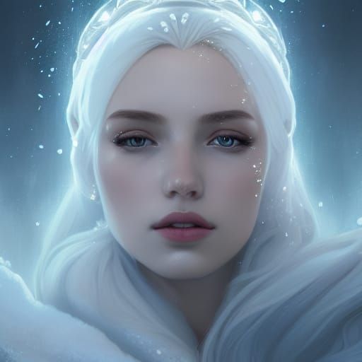 Frosty Queen - The Ice Princess head and shoulders portrait, 8k resolution concept art portrait by Greg Rutkowski, Artge...