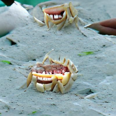 A Cyberpunk-Style Crab with Glowing Teeth