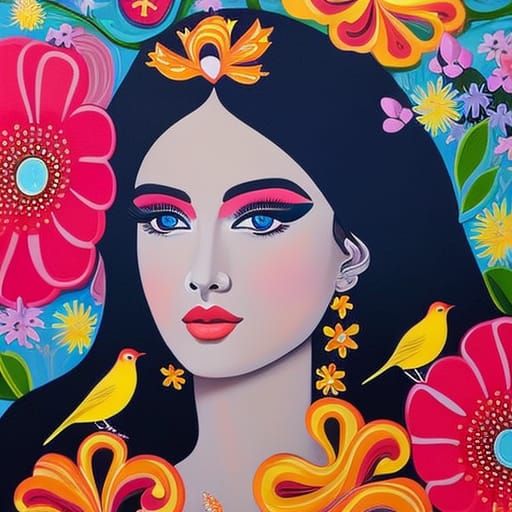 Garden Goddess in Vibrant Wonderland