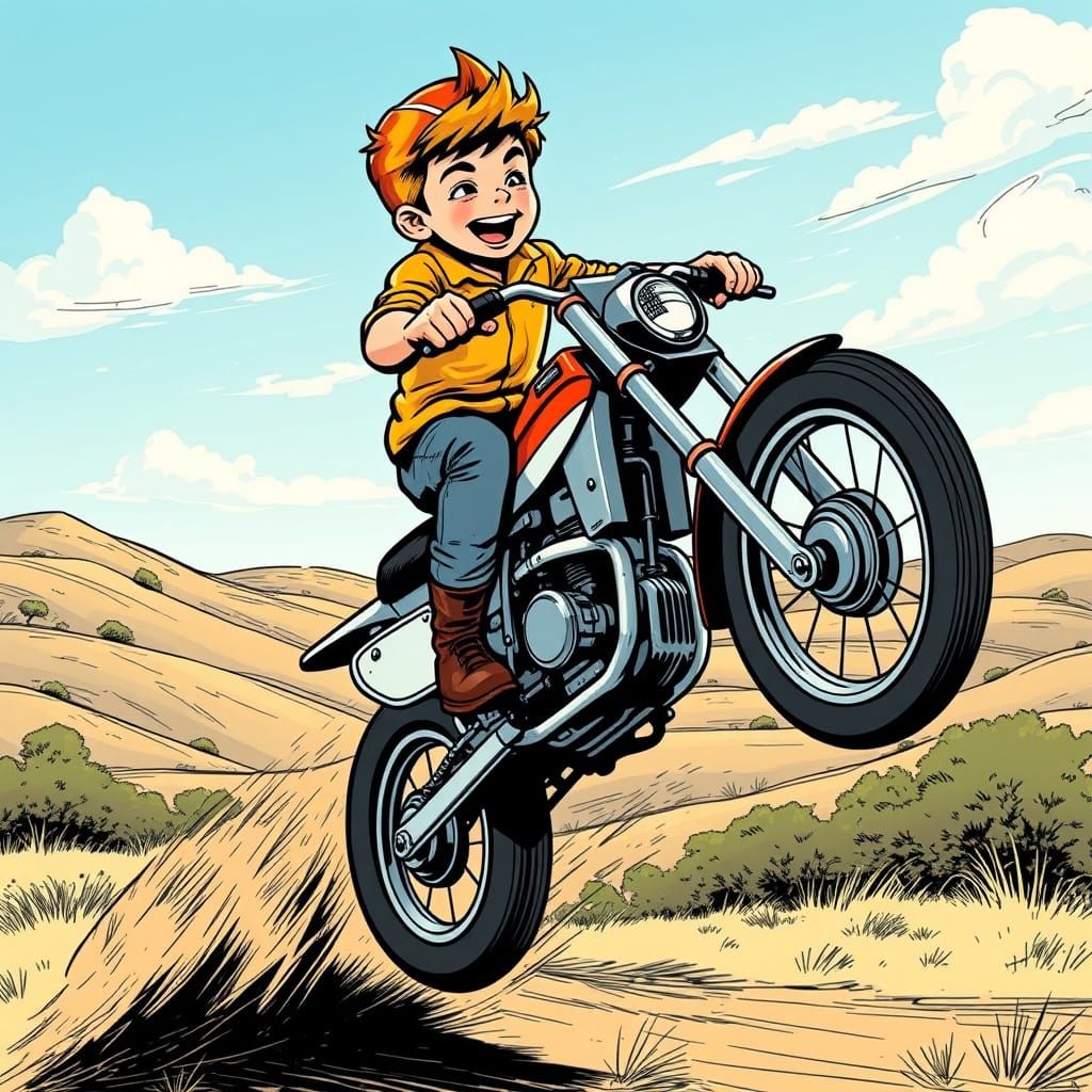Boy's Daring Wheelie: Vintage Comic Book Adventure