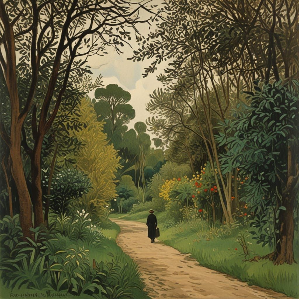 Impressionist European Art Print in Vintage Ink Style