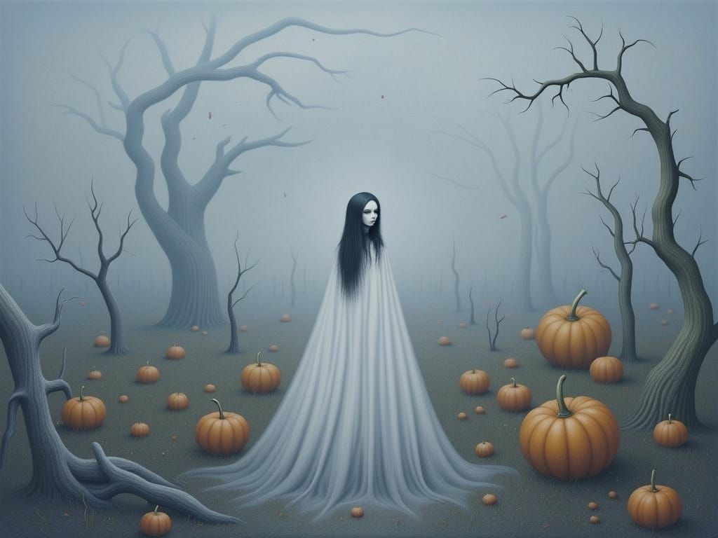 Mysterious Ghost in Haunting Halloween Nightmare