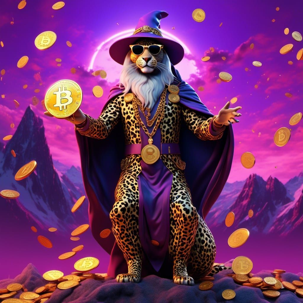 Wizard Leopard with Lightning Powers in Dark Fantasy