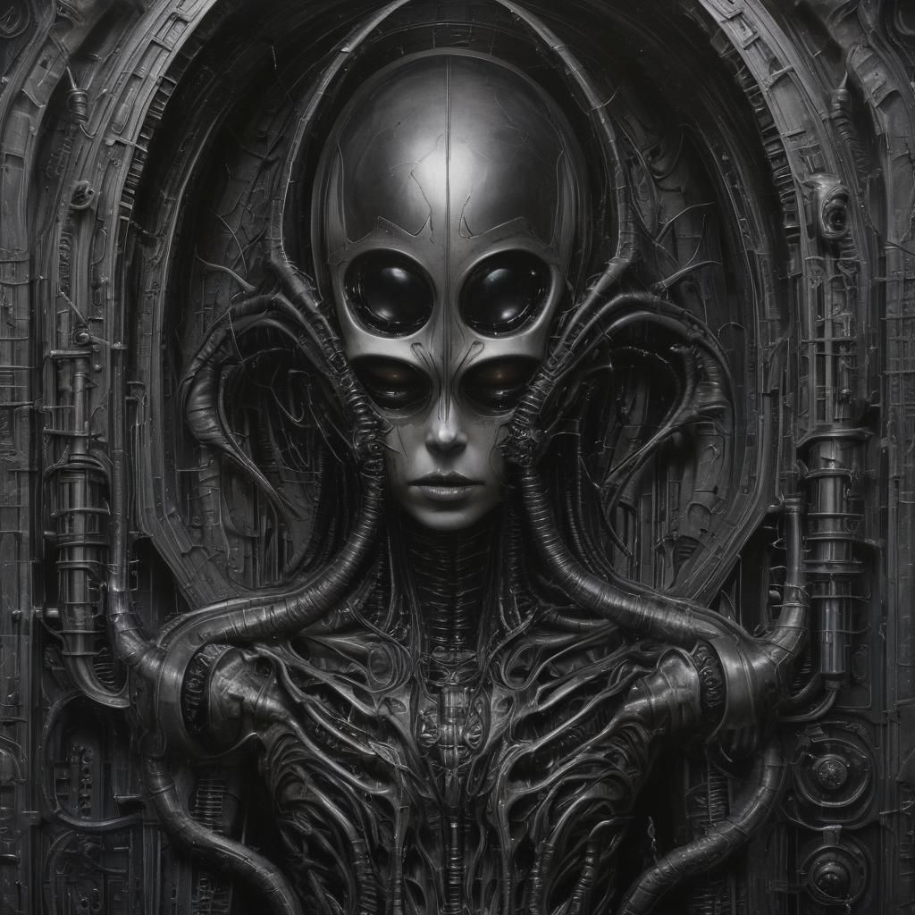 Dark Gothic Cosmic Abode in Giger's Style