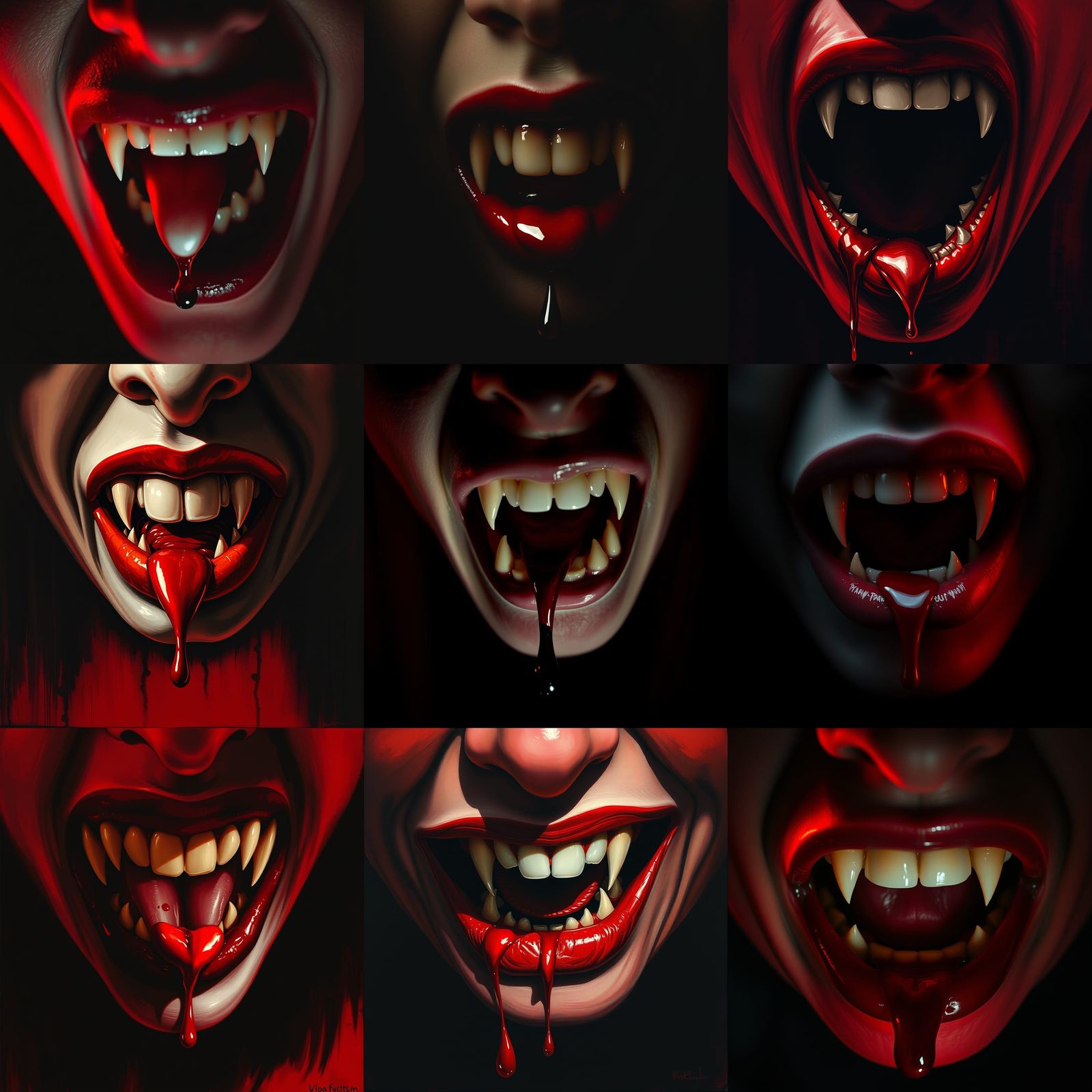 Retro Gothic Vampire Lips in Sharp Contrast