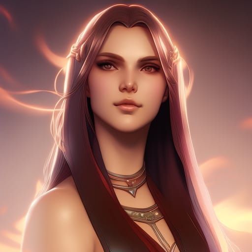 Girl with Long Hair in Vibrant Triadic Colors