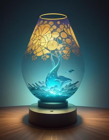 Magical Glass Dolphins Ride Sunset Waves