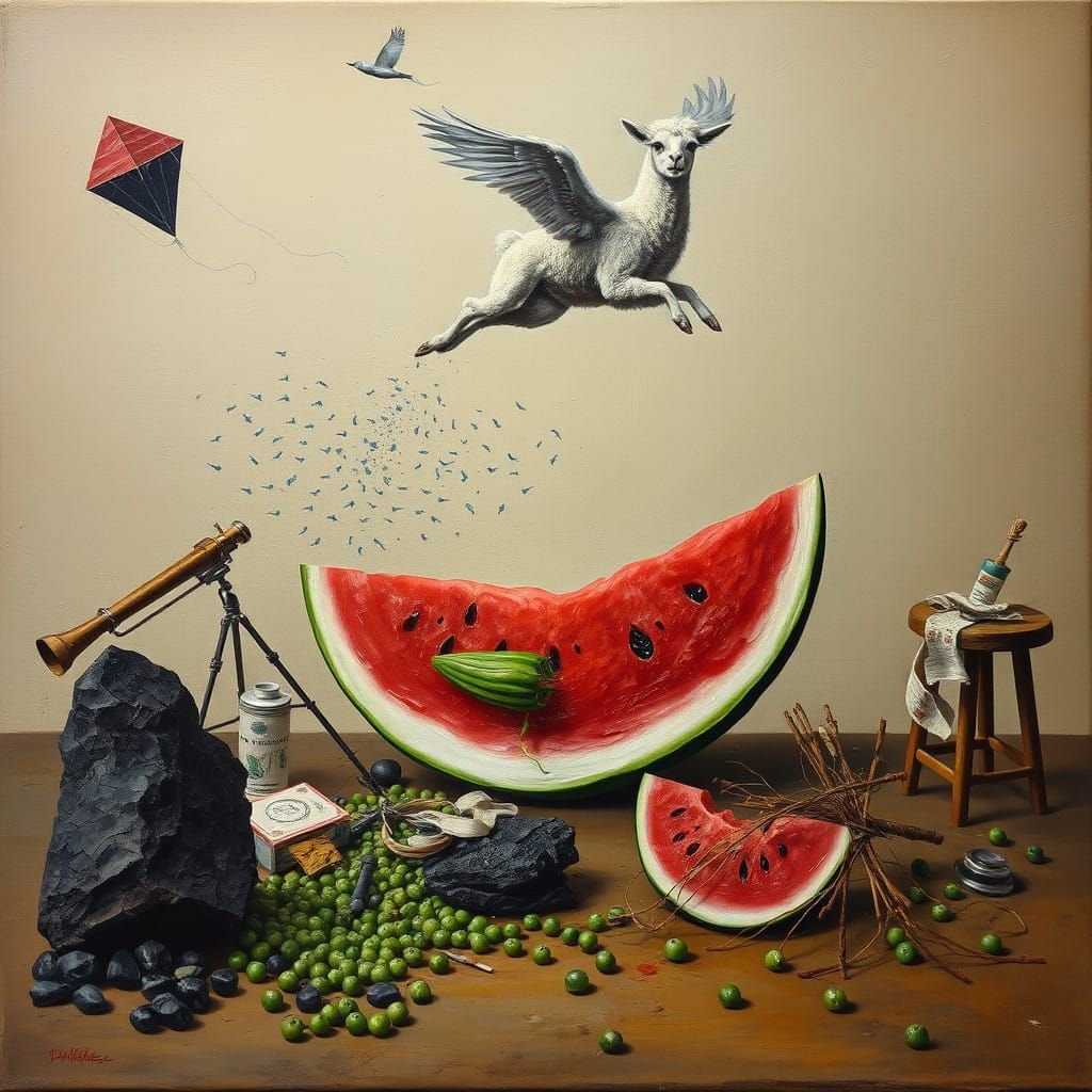 Surreal Dreamlike Scene in Oil on Canvas