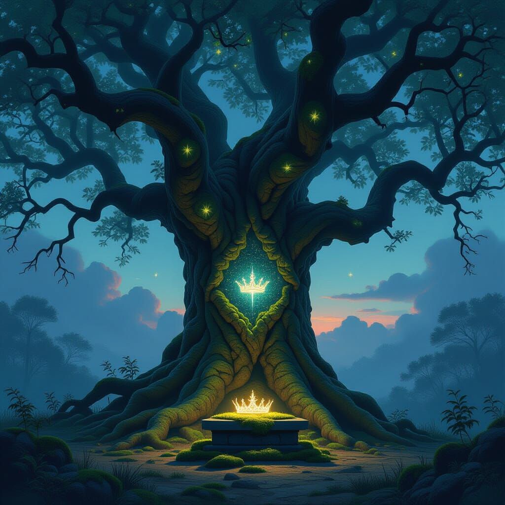 Ancient Celestial Tree in Dark Fantasy Style