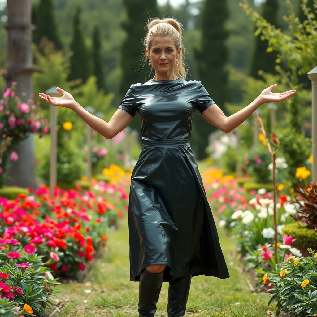 Confident Woman Embracing Freedom in Lush Garden