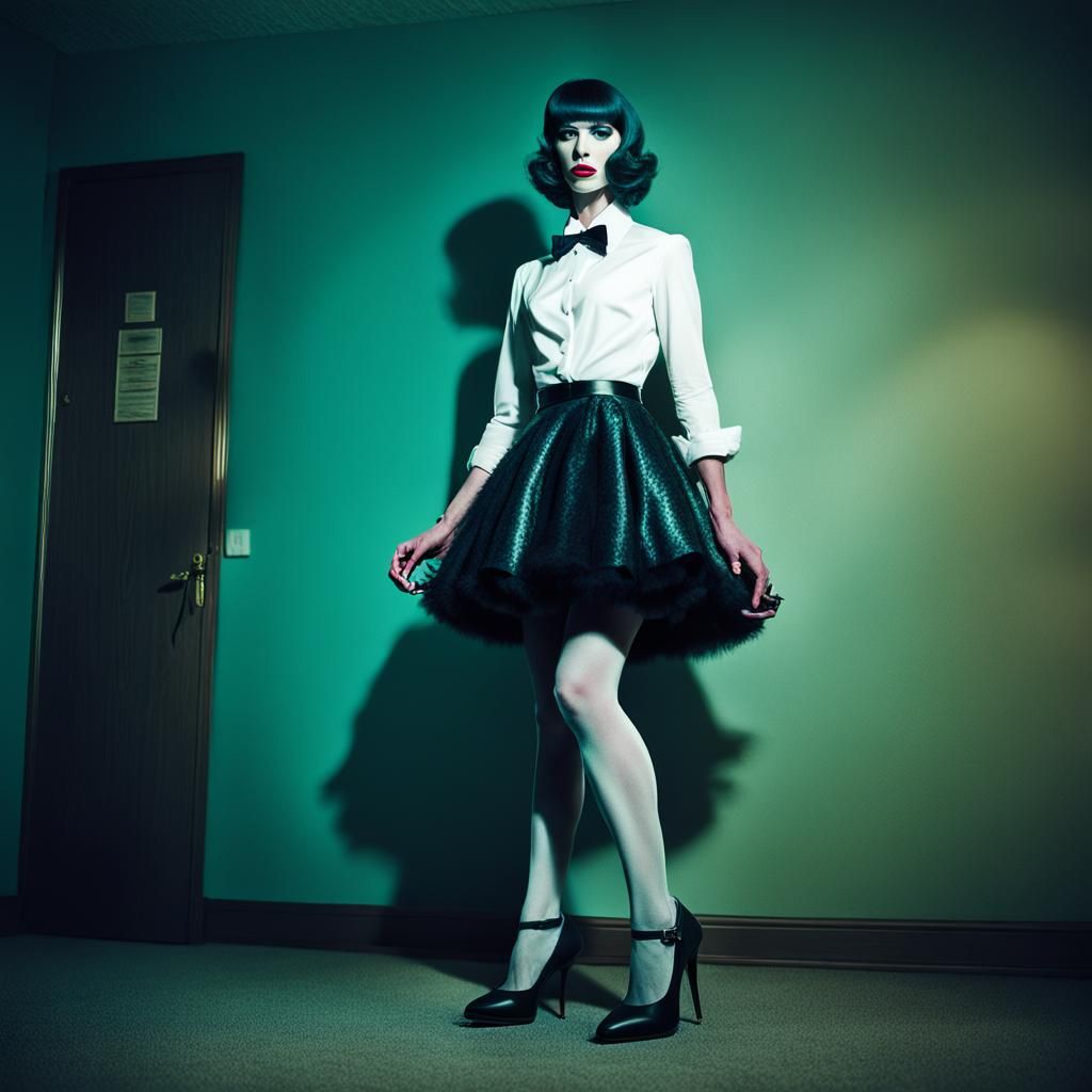 Dramatic Film Still of a Boy in High Heels