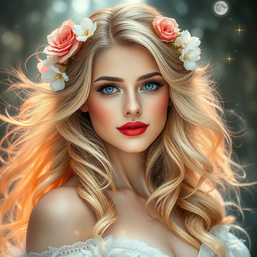 Ethereal Forest Goddess Portrait in Pastel Digital Art