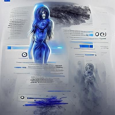 Halo Cortana in Cyberpunk Neon Digital Art