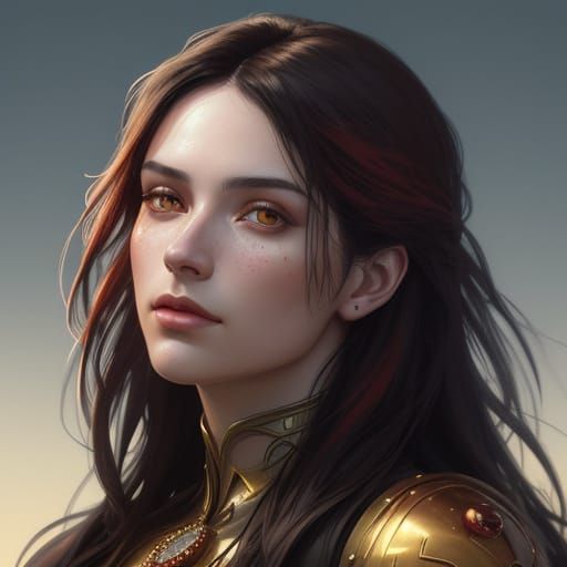 Vibrant Digital Portrait in Art Nouveau Style