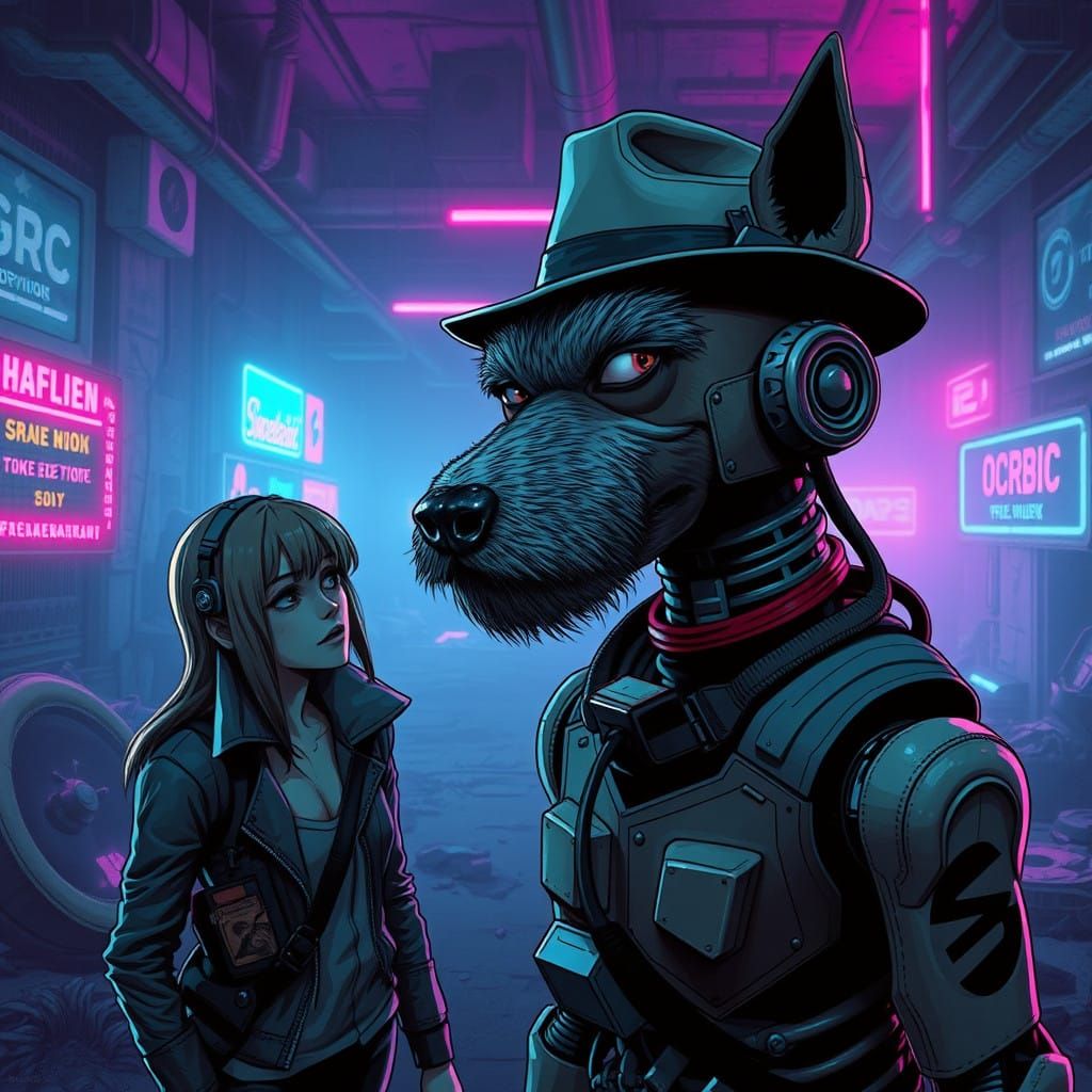 Retro Futuristic Robot Dog Meets Survivor in a Gritty Post-A...