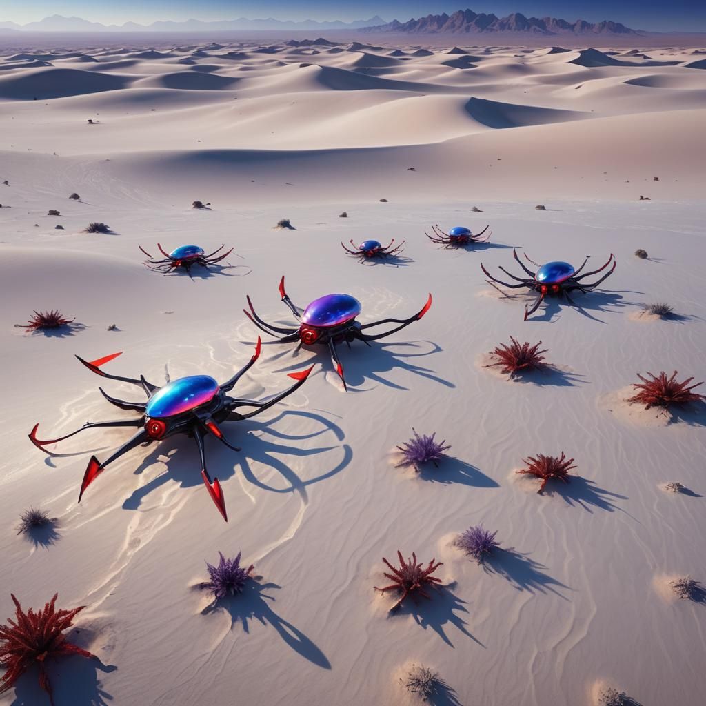Enchanting Drones Soar Above Iridescent Desert Dreamscape