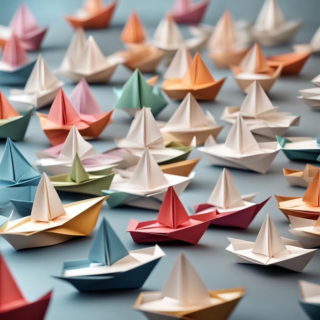 Origami Ships in 8K Papercraft Resolution
