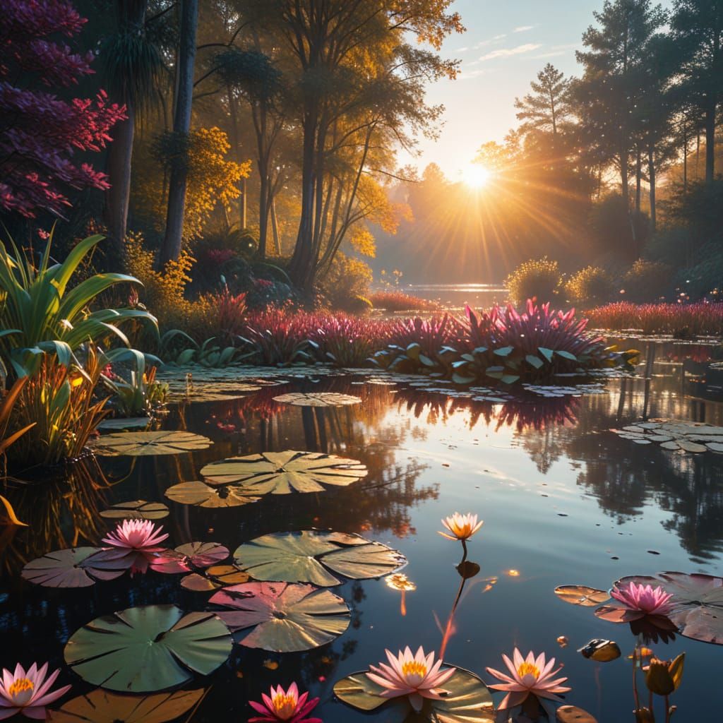 Surreal Autumn Disco Scene Glows with Vibrant Iridescence