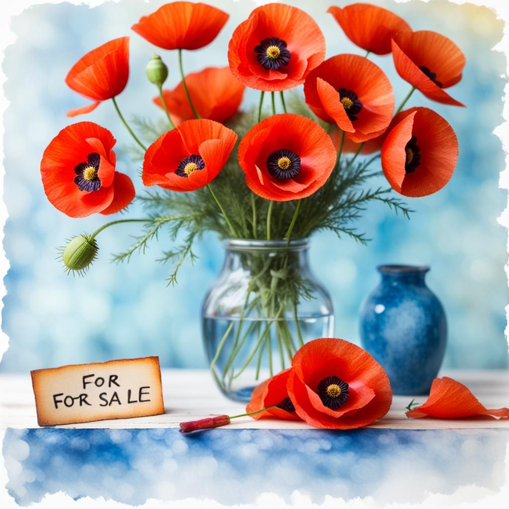 Vibrant Poppies in Watercolor Style