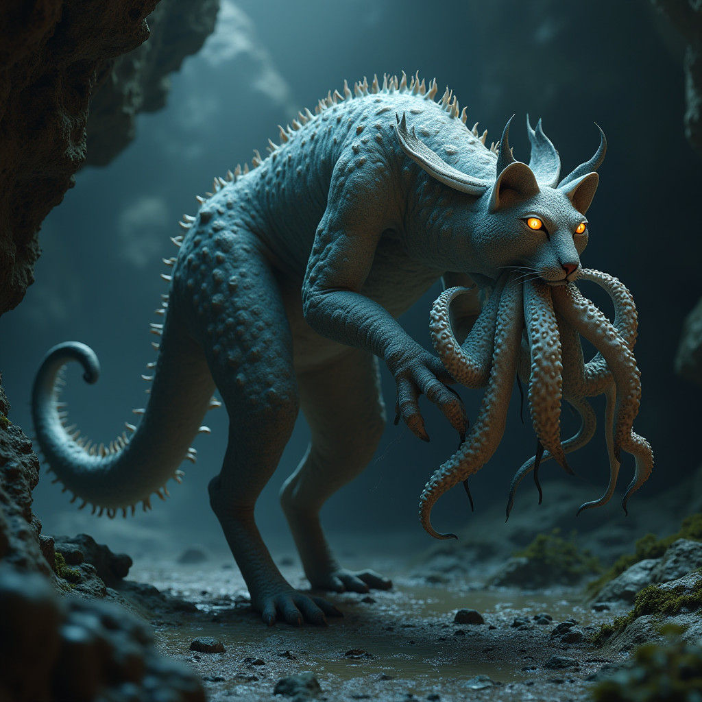 Lynx Octopus Hybrid: Mysterious Creature with Tentacle-Like...