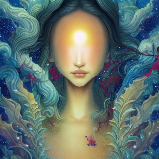 Cosmic Goddess of the Andes in Whimsical Fairytale Style