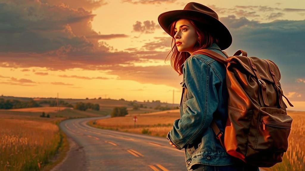 Warm Sunset on a Country Road