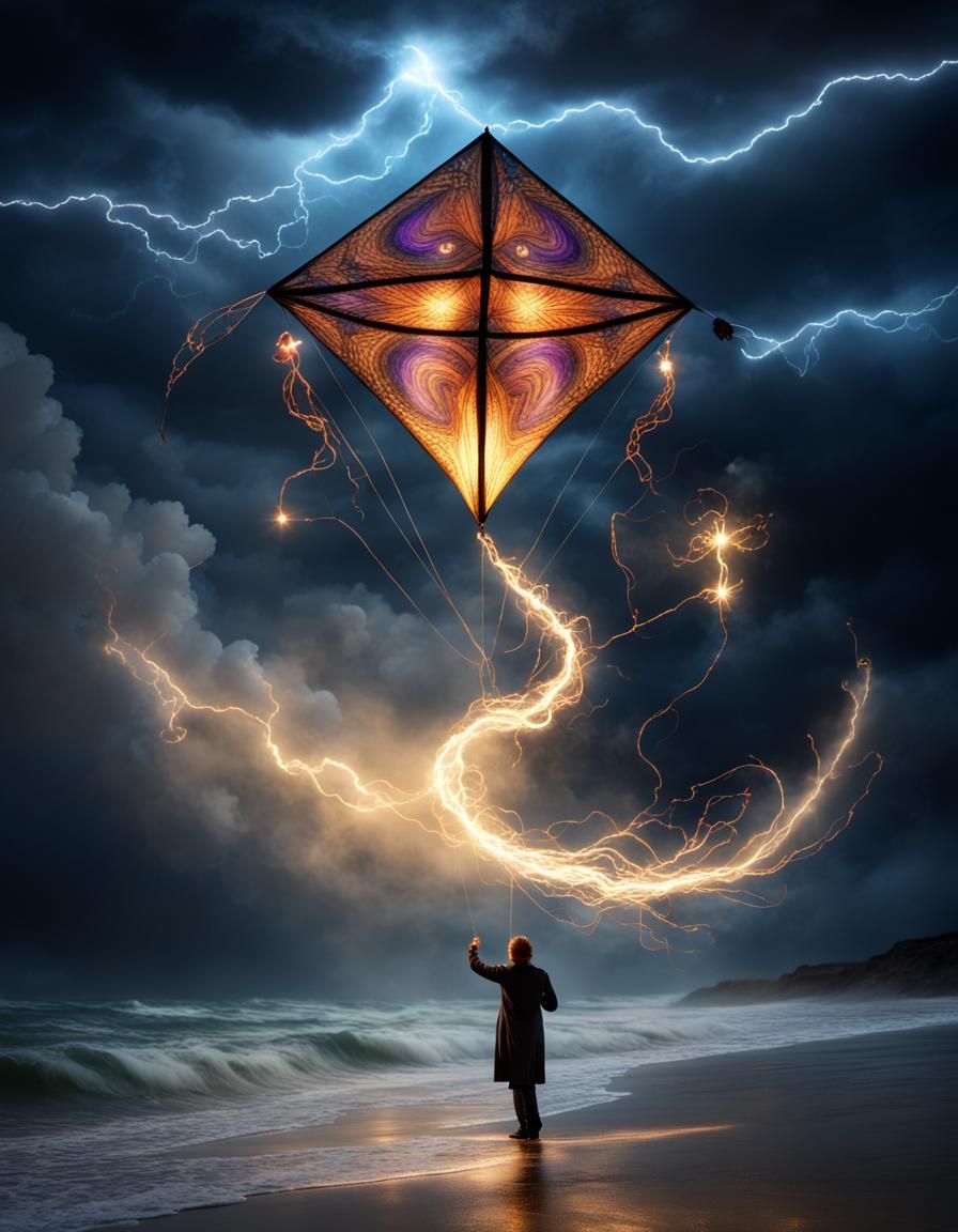 Magical Kite Lights Stormy Night