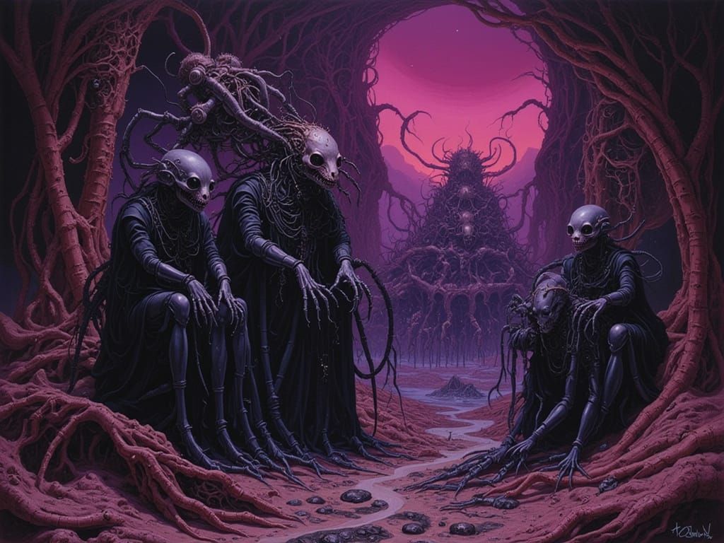 Alien Vampire Cult in Biomechanical Labyrinth