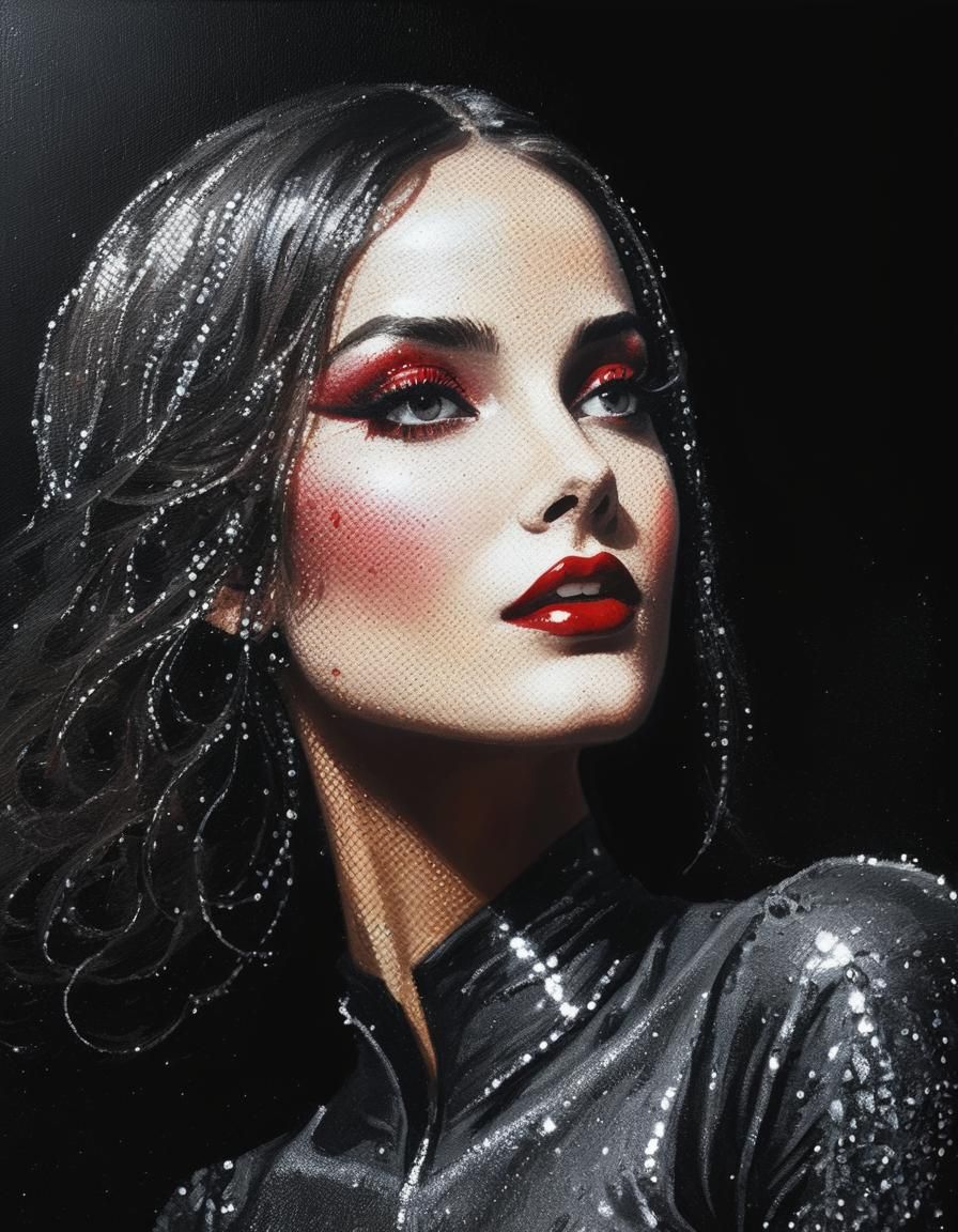 Glassy Screen Painting in Diamond Pointillé Style with Illum...