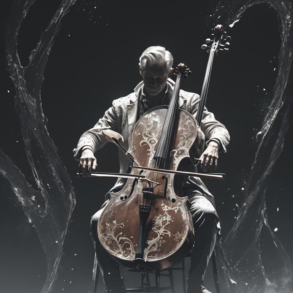 Ethereal Cello Maestro in Iridescent Hues