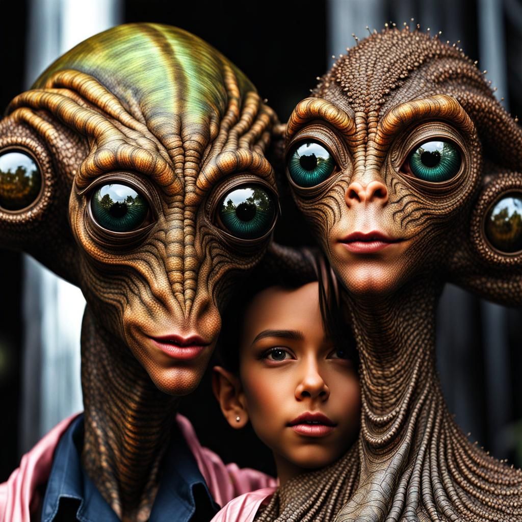 Photorealistic Aliens in Fashionable Clothing: Masterpiece P...