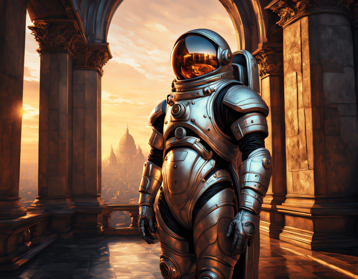 Astronaut in 16th-Century-Inspired Spacesuit Stands at Edge ...
