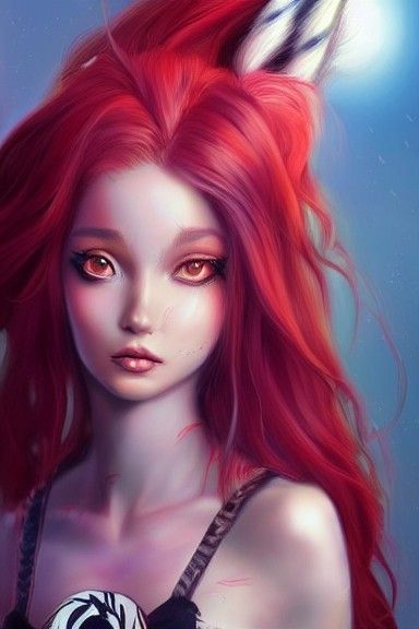 Ethereal Red Magical Girl in Vibrant Environment