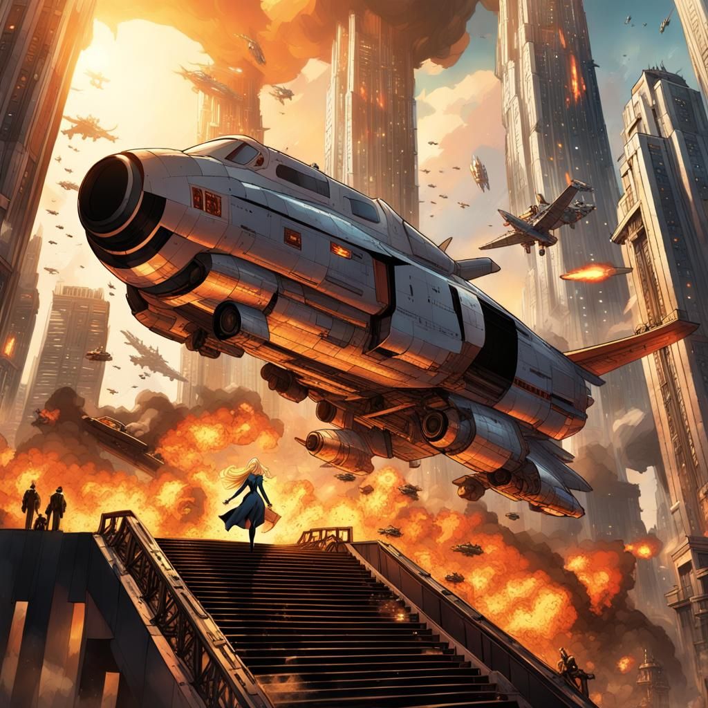 Regal Queen Dominates the Skies of a Bustling Metropolis in...