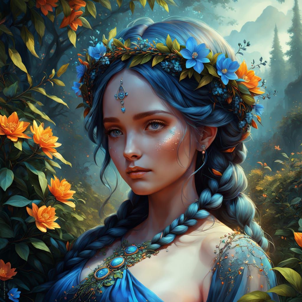 Enchanted Slavic Goddess Radiates Golden Light