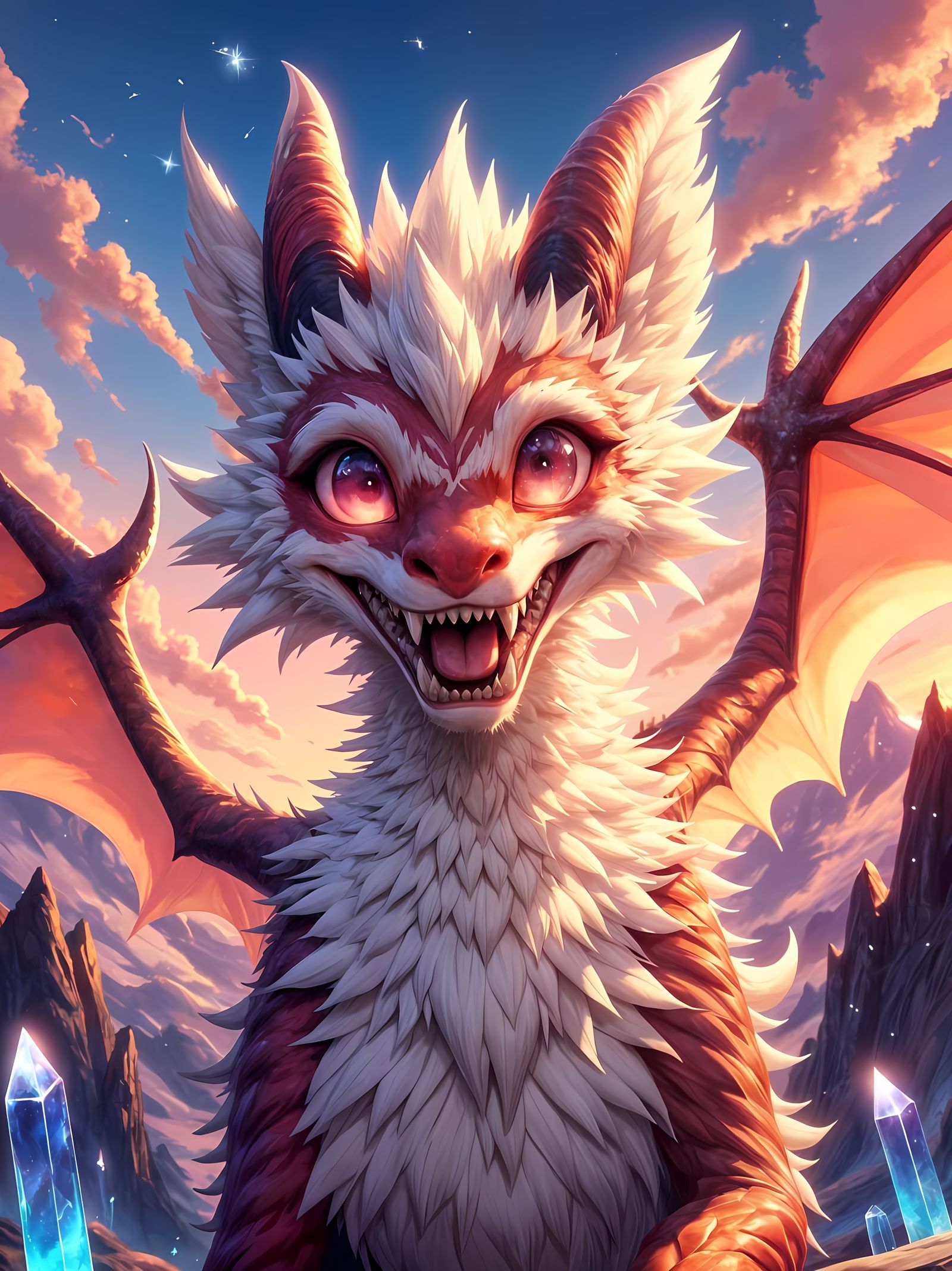 Surreal Dragon Hybrid with Crystal Details