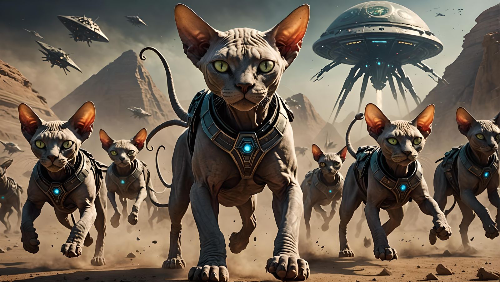 Fierce Sphynx Warriors Defend Earth Against Alien Invasion
