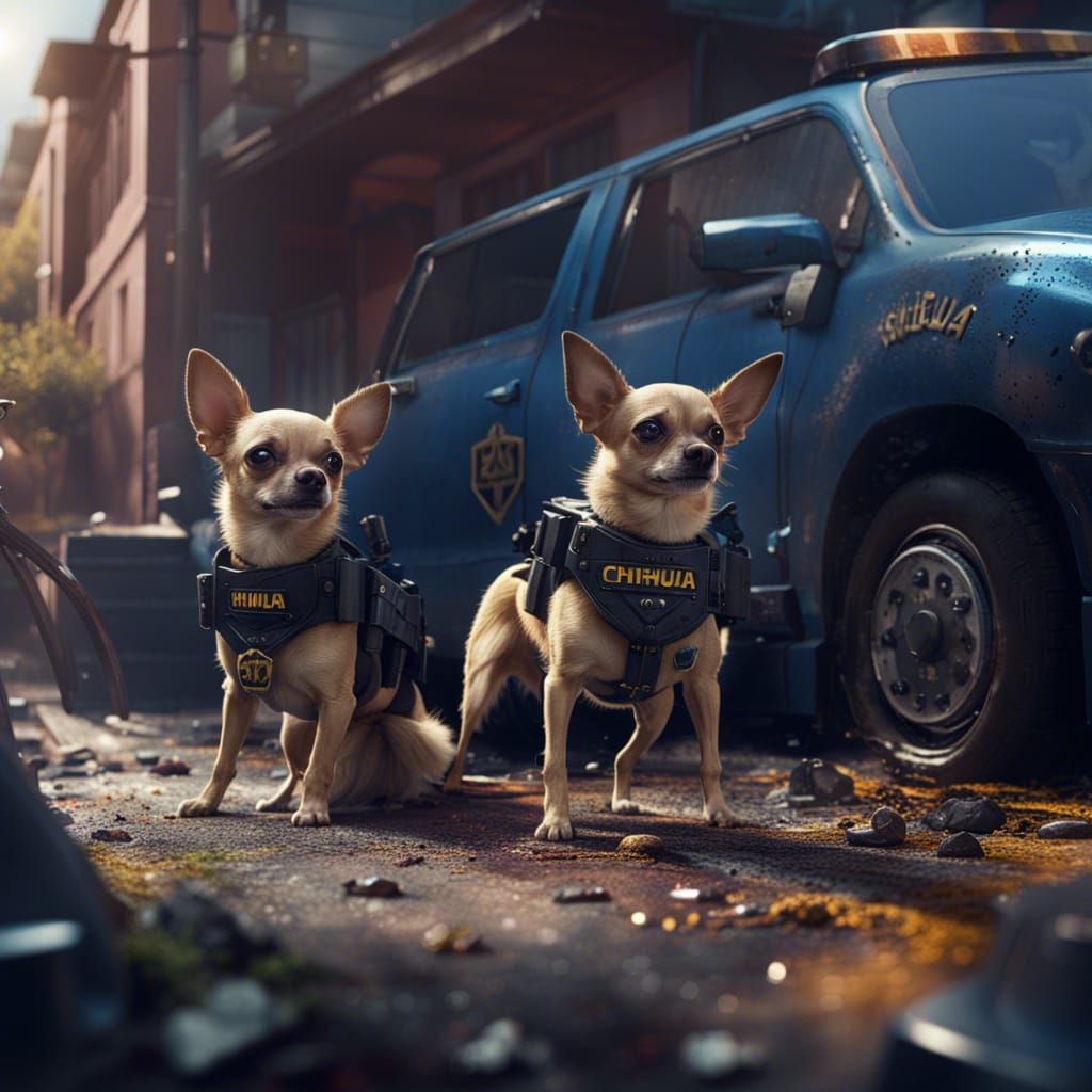 Chihuahua Detectives Investigate a Fantasy Crime Scene in St...